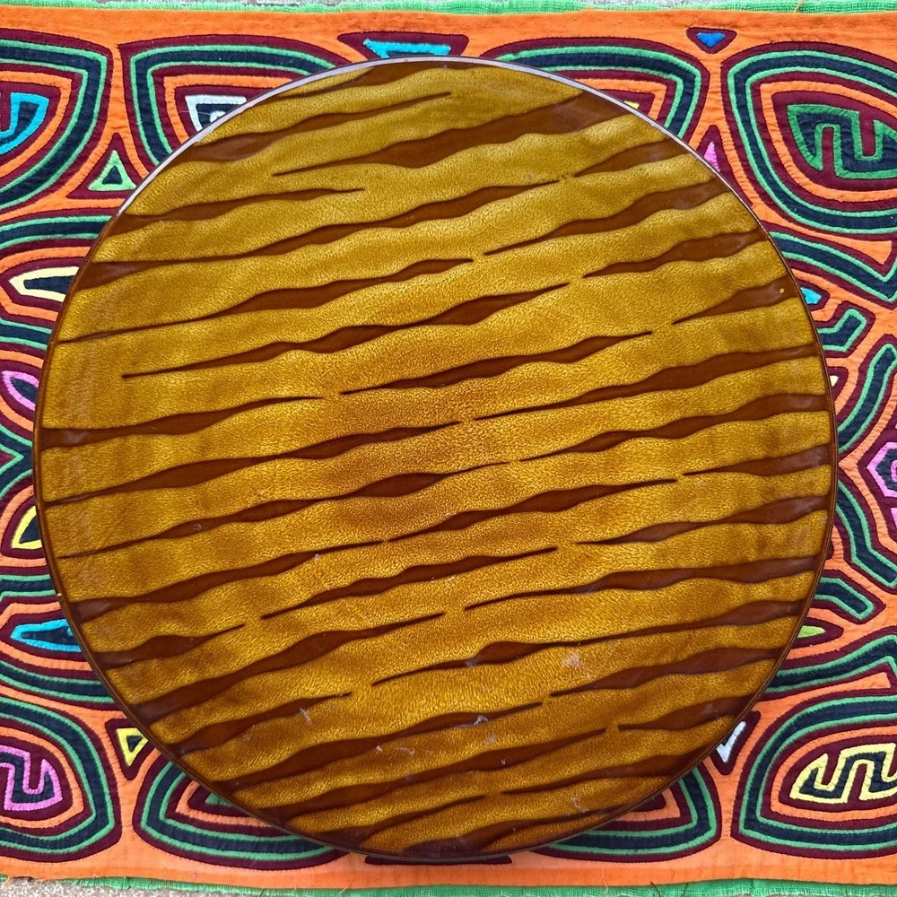 Large‎ amber resin decorative bowl textured centerpiece 12